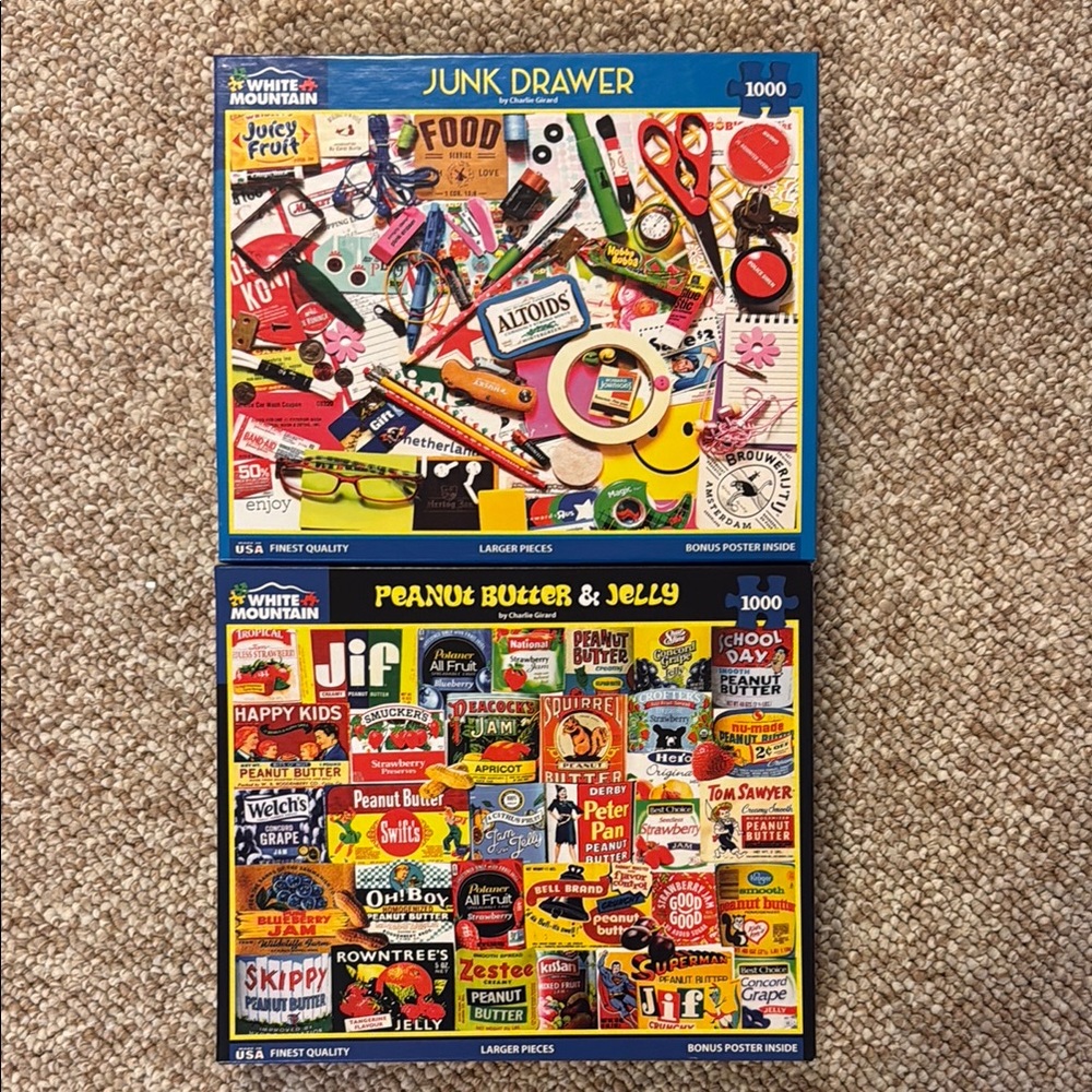 White Mountain Colorful Puzzle Duo - Junk Drawer & Peanut Butter & Jelly